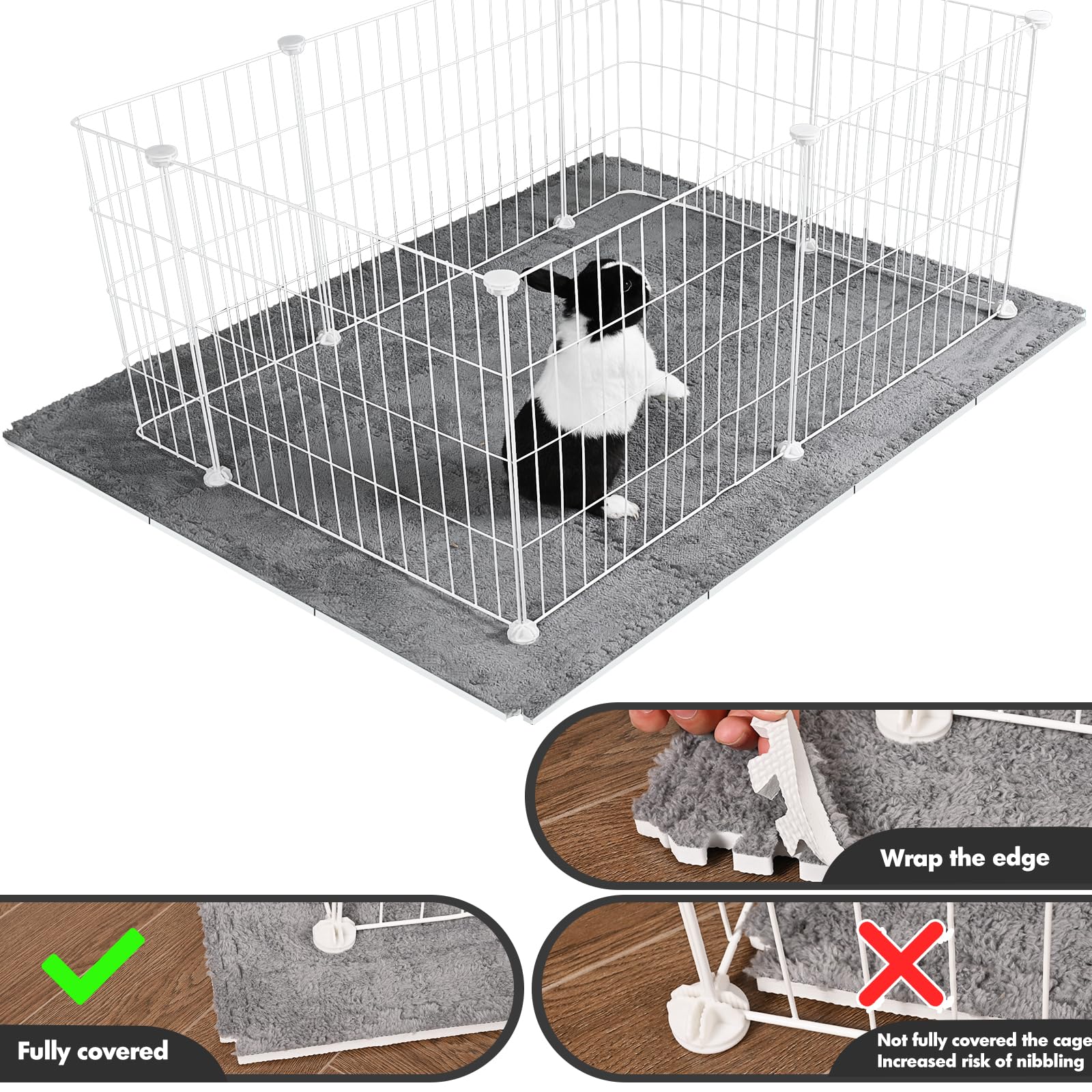 RUBYHOME Meerschweinchen-Käfigmatte, waschbar, wiederverwendbar, Meerschweinchen-Fleece-Einlagen, weich, warm, Kaninchen, Bodenmatte, Decke, Bett für Laufstall, Kiste, 30 x 30 cm, 12 Stück