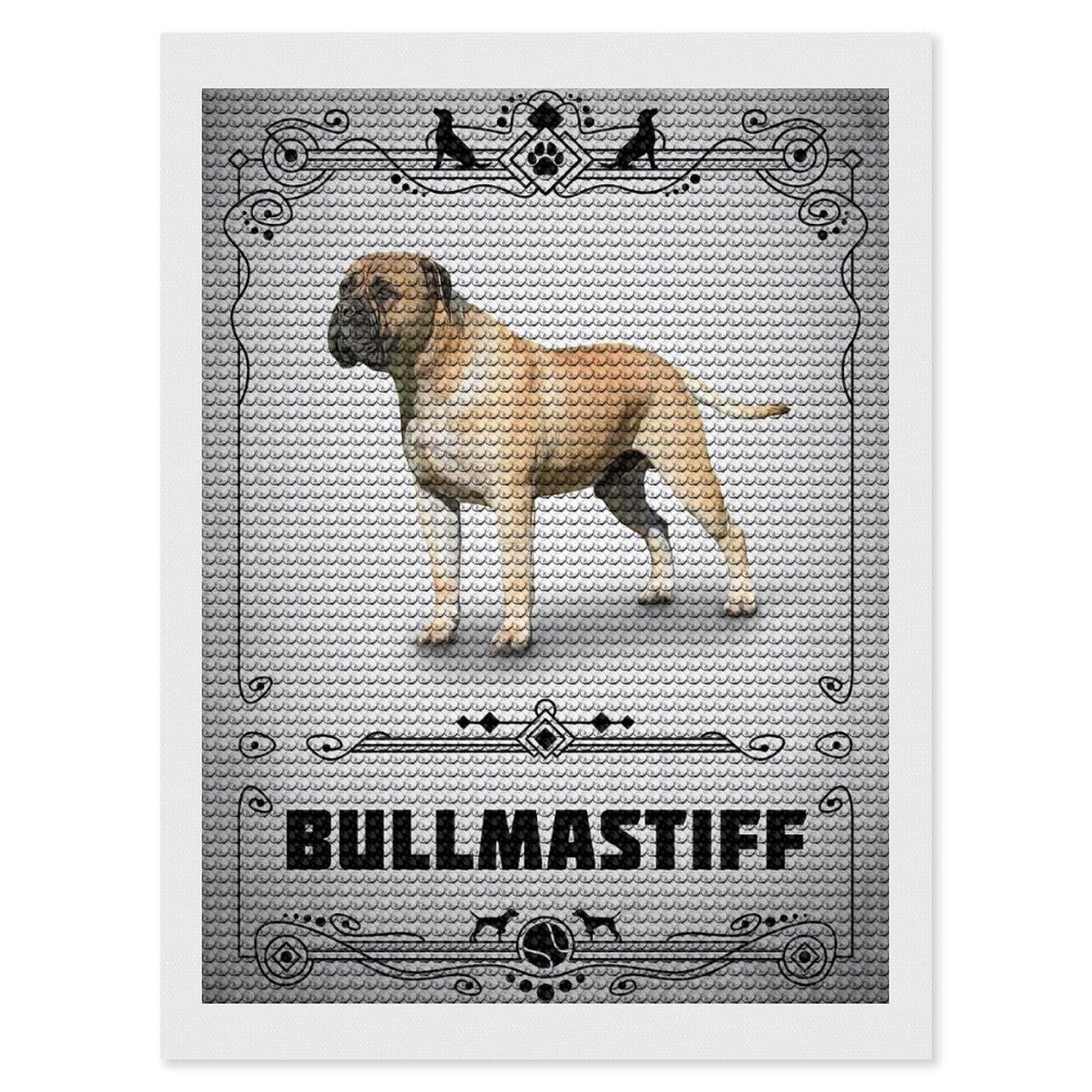 Junmoney Bullmastiff Diamond Painting Canvas Set 12"x16", Satisfying Creative Project, Easy to Follow Symbols, Fun Craft Experience