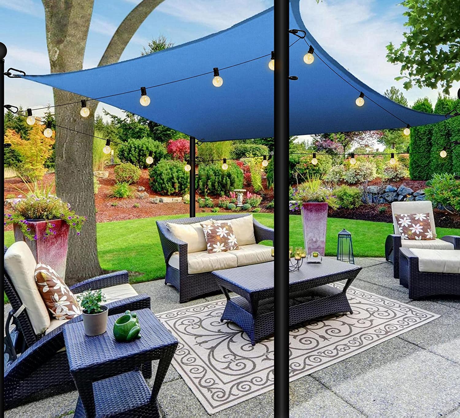 Sun Shade Sail Poles Kit, Sail Pole with Two Additional Anchoring Rope