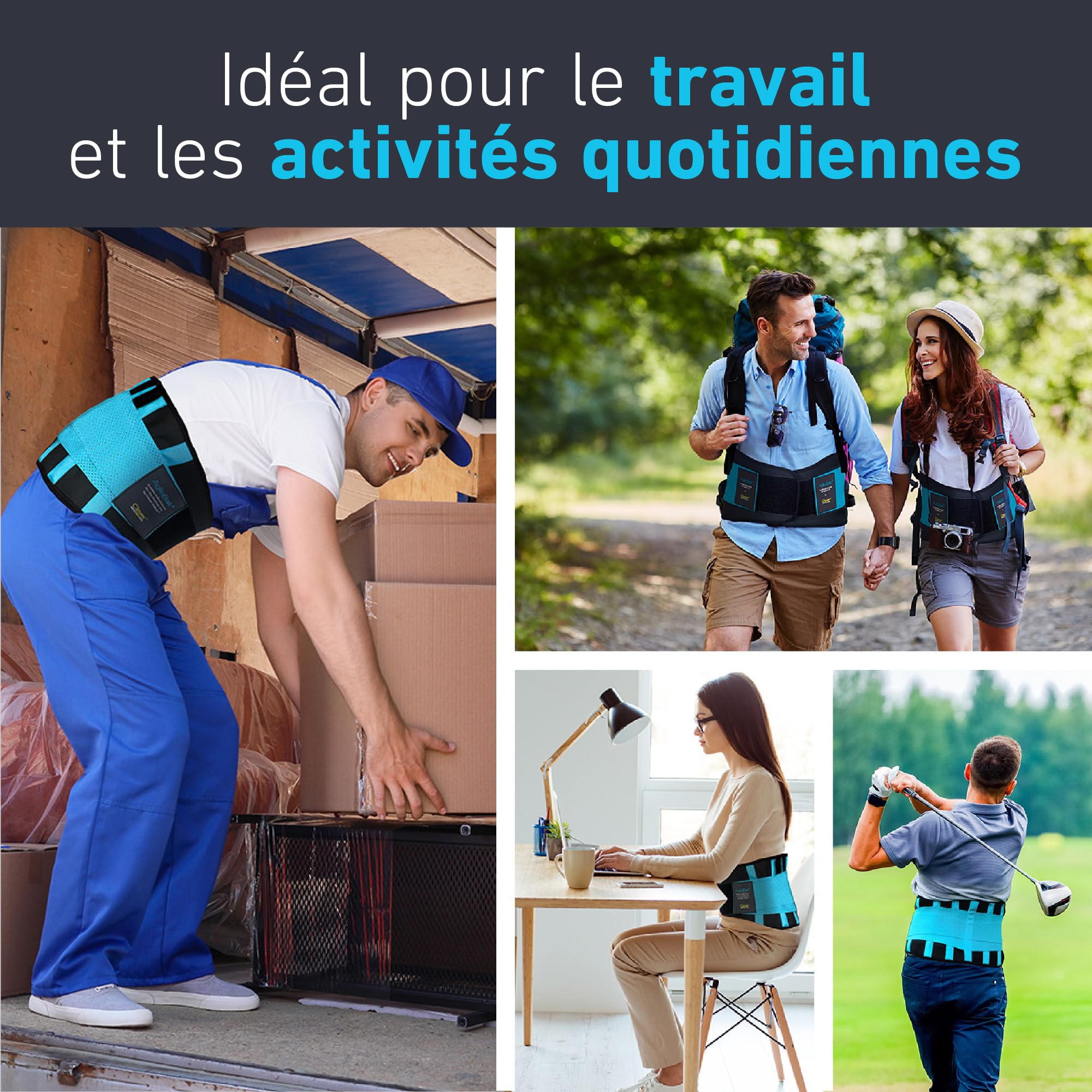 Clever Yellow Ceinture Lombaire Homme/Femme - Seul Dispositif de Soutien Thérapeutique Certifié de Qualité Médicale Qui Soulage les Douleurs et Prévient les Blessures - Taille L