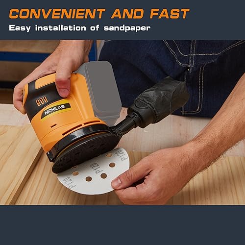 Miniatura 3 de Lijadora Orbit compatible con batería DEWALT de 20 V, lijadora eléctrica de 5 pulgadas con colector de polvo para lijar y pulir (batería no incluida)