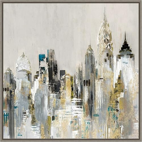 Miniatura 10 de Amanti Art Lienzo enmarcado para pared, 22 x 22 pulgadas, paisaje urbano dorado por Valerie Mravyan, lienzo enmarcado para pared, obras de arte