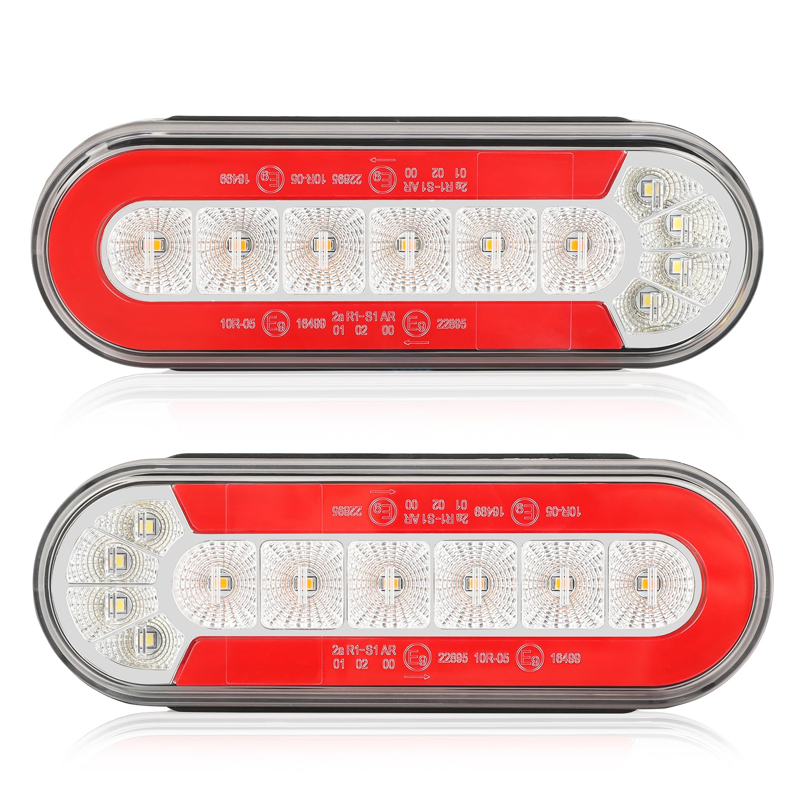 AOHEWEI Luces Traseras LED para Remolques 12/24V, 2 Piezas Impermeables con Luz de Frenos, Posición, Intermitente Dinámico y Marcha Atrás para Autocaravanas, Caravanas, Tractores, Furgonetas