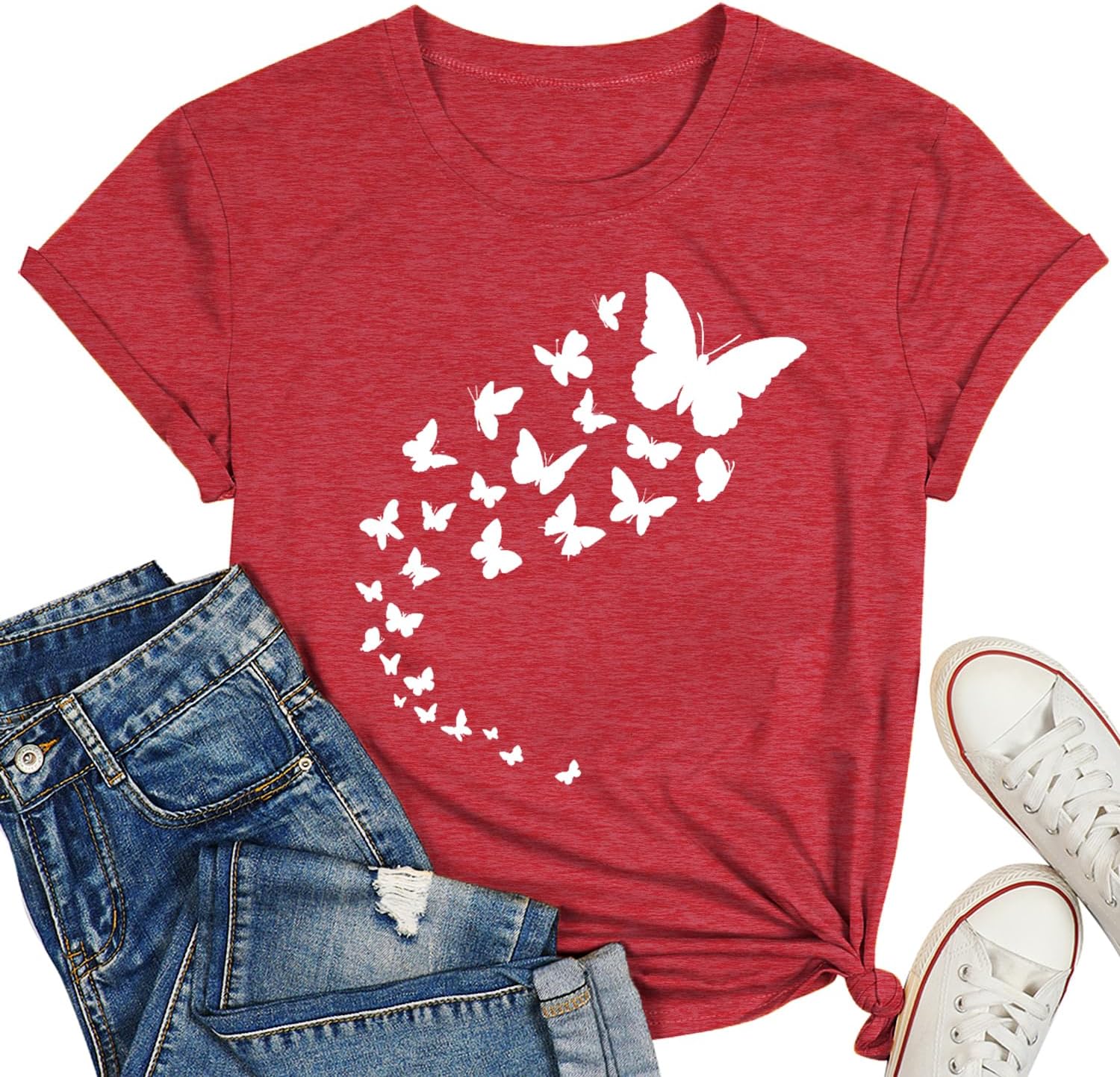 Hummingbird Shirt for Women-Cat Shirts Butterfly Tee Cute Animals Lover Flower Graphic Short Sleeve Tops