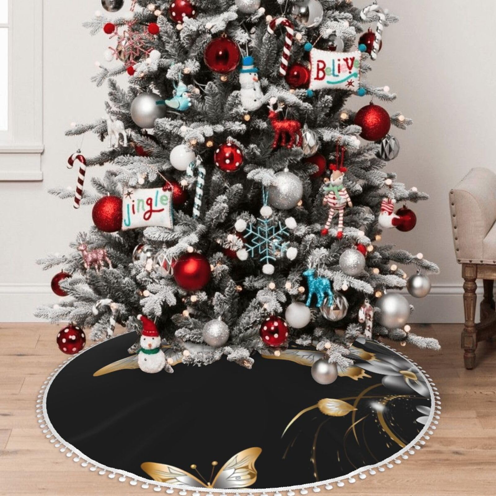 Jupe de sapin de Noël rustique pour cacher le pied du sapin