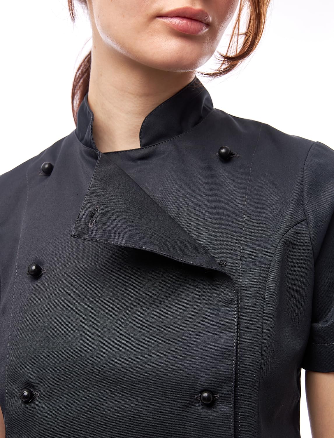 strongAnt Veste de cuisine pour femme à manches courtes ou longues avec boutons sphériques en coton, easyClean. uniforme de cuisinier, veste de boulanger