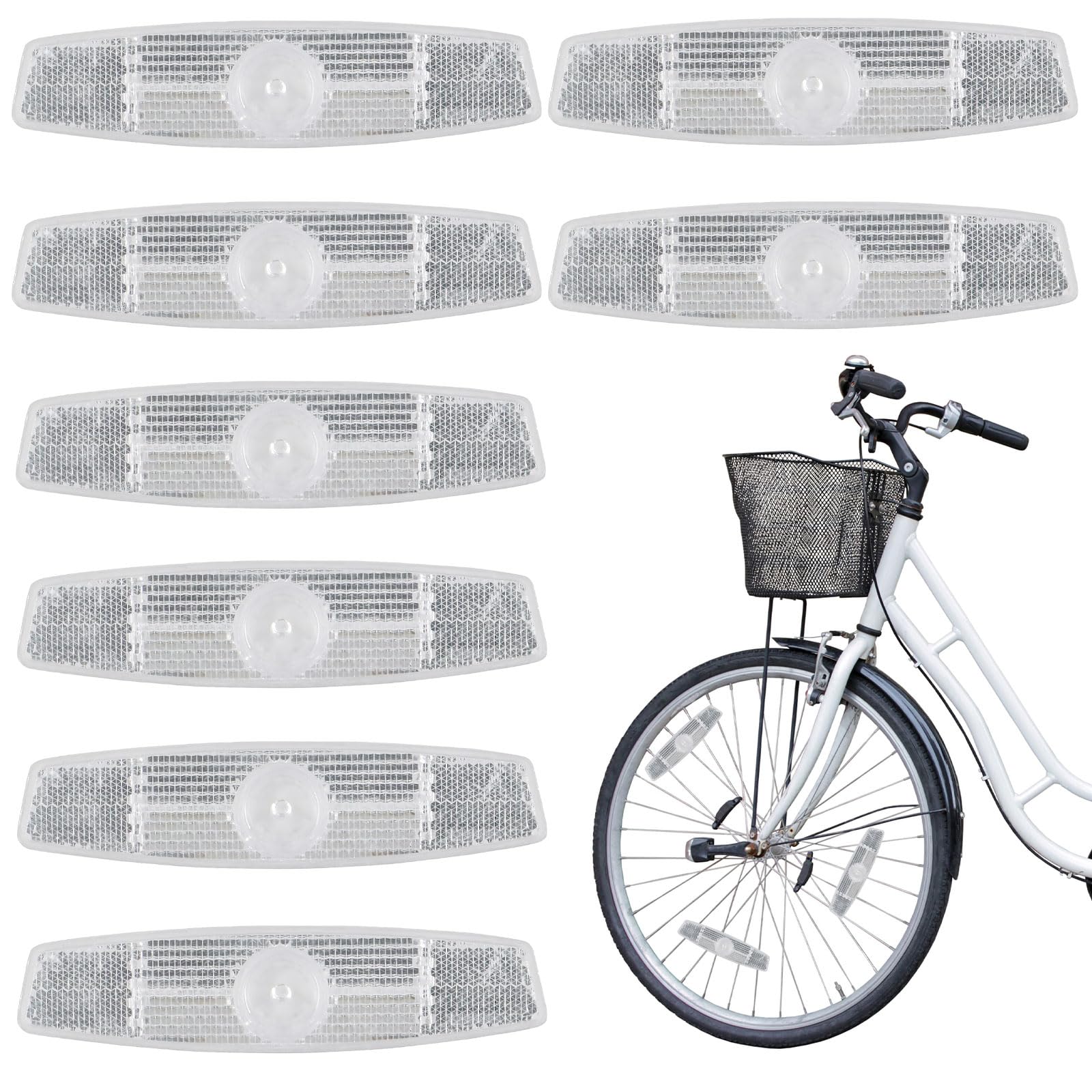CHDZSW 8 Stück Fahrrad Reflektoren Speichenreflektoren Katzenaugen Reflektor, fürs Rennrad MTB Trekking Bike & Kinder Fahrrad, Um Die Nachtreise zu Verbessern (Weiß)