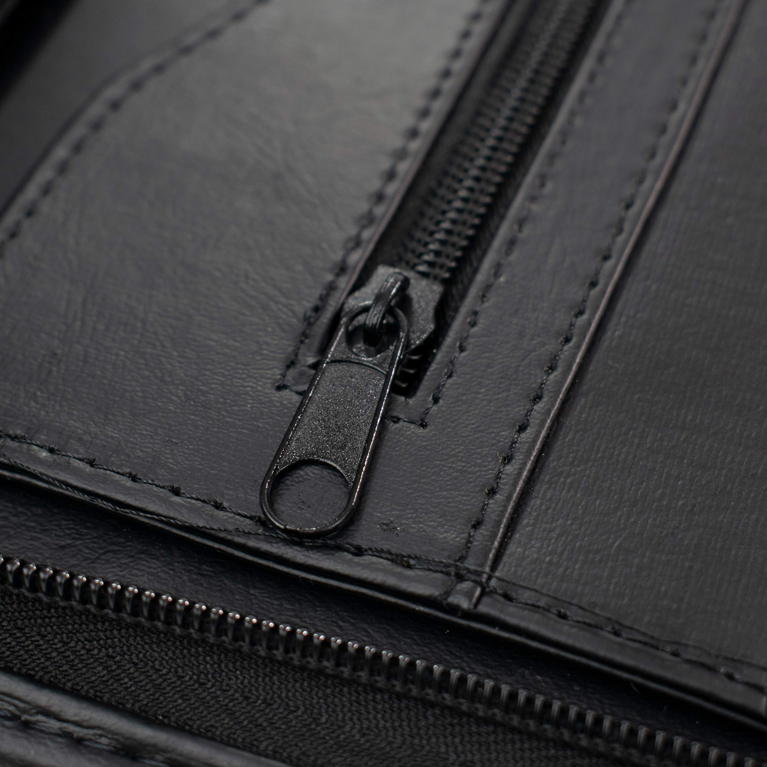 Organisateur de fichiers extensible 25 compartiments A4 zippé simili cuir noir