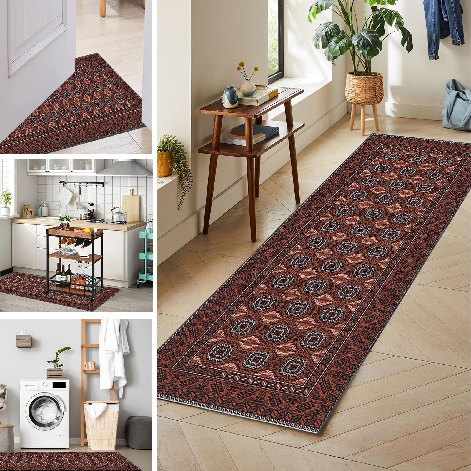 Długi dywan do przedpokoju, zmywalny antypoślizgowy dywanik kuchenny, 120 x 400 cm chodniki chodniki dywan do korytarza, mata wejściowa wycieraczki do salonu, sypialni, kuchni, łazienki