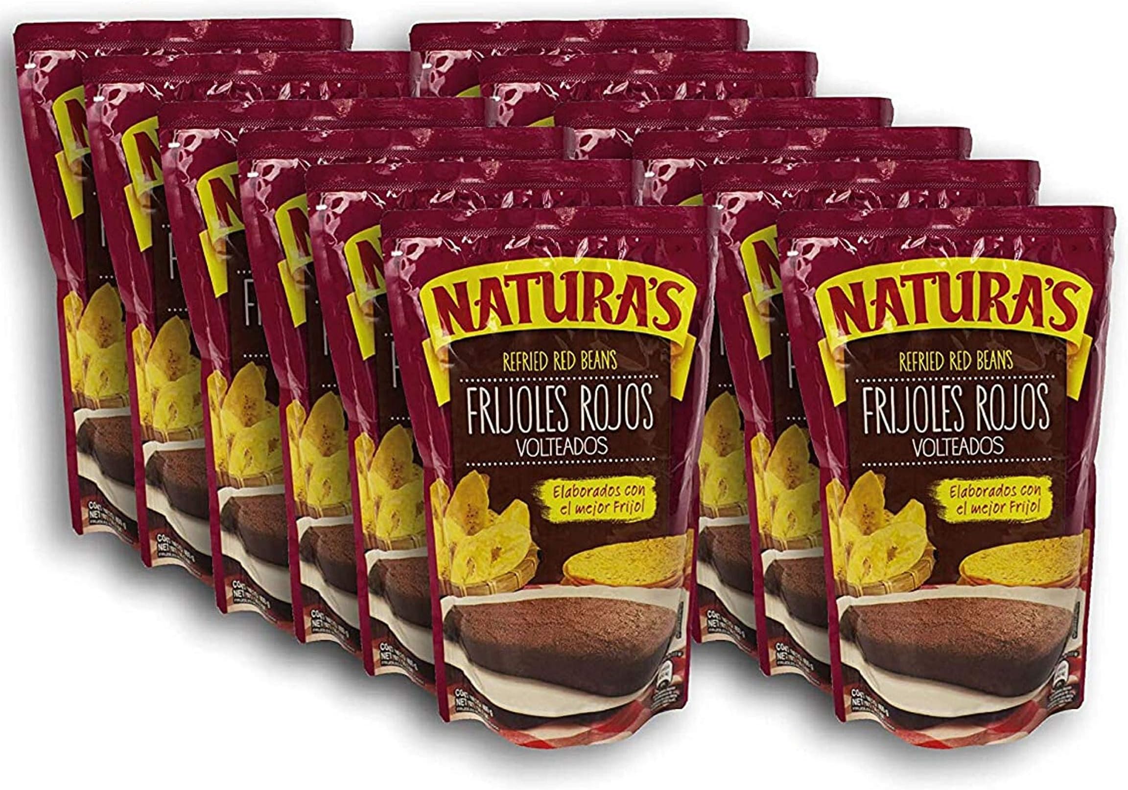 Natura's Frijoles Rojos Volteados - Refried Red Kidney Beans | 100% Plant Based | Ready To Serve| Made With Ground Beans of Beans|No Preservative,No Artificial Colors|100% Natural (227g,8oz) 12pack