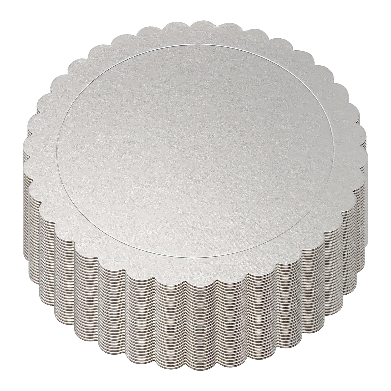 PINGEUI 30 Pack 8 Inch Round Cake Boards, 2mm Thick Silver Cardboard Scalloped Cake Circles Base, Cake Boards Round Circle Cakeboard Base Cake Plate for Party Wedding Favor, Cake Decor
