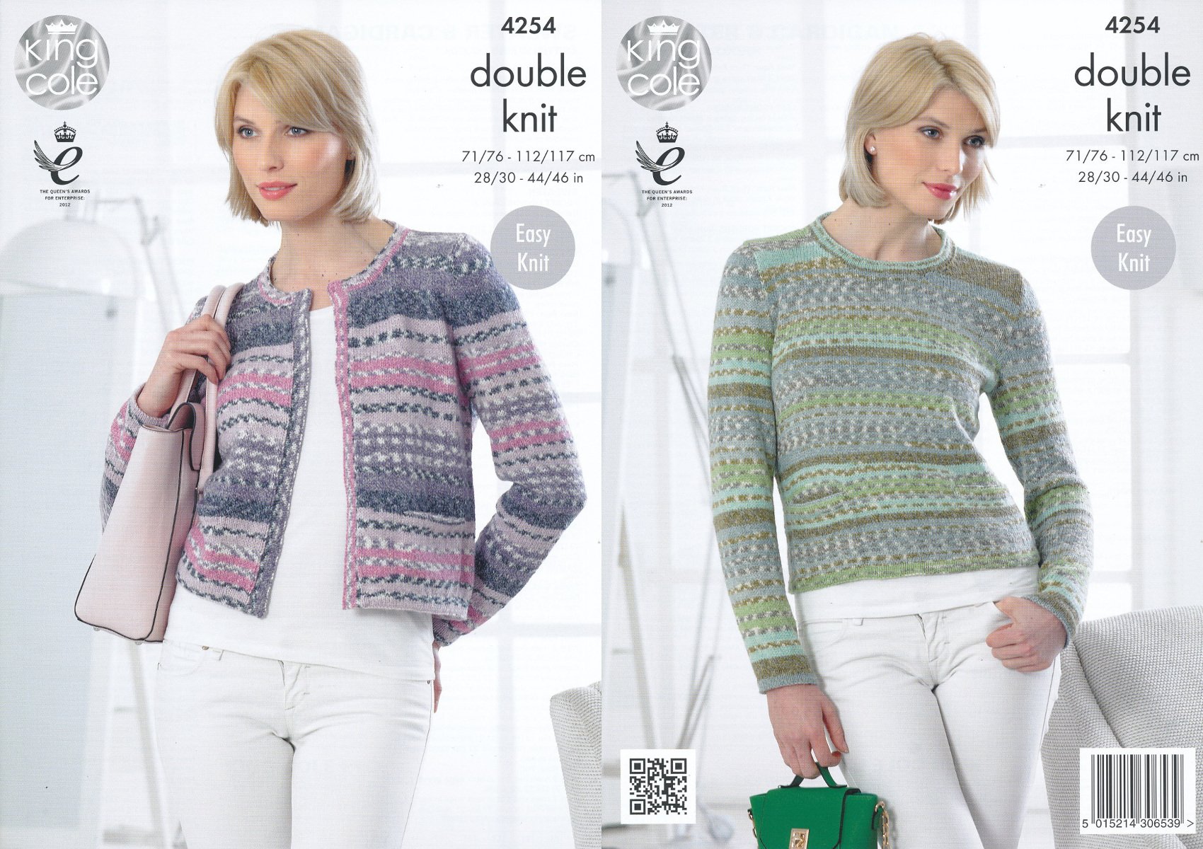 King Cole Ladies Double Knitting Pattern Womens Round Neck Sweater & Cardigan Drifter DK (4254) by King Cole