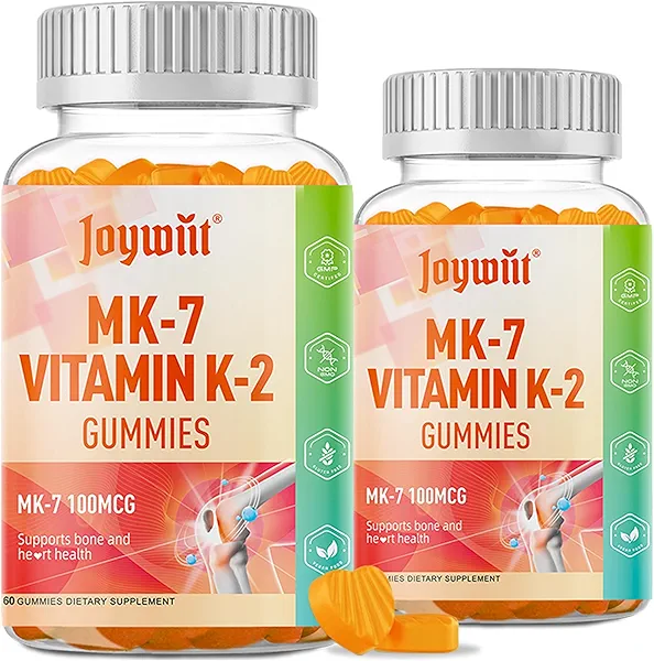 Joywiit Vitamin K2 MK-7 Gummies 100mcg, Extra Strength K2 Vitamin Supplement for Bone & He-Art Support, Chewable Natural Orange Flavor, Non GMO, Vegan, 120 Gummies
