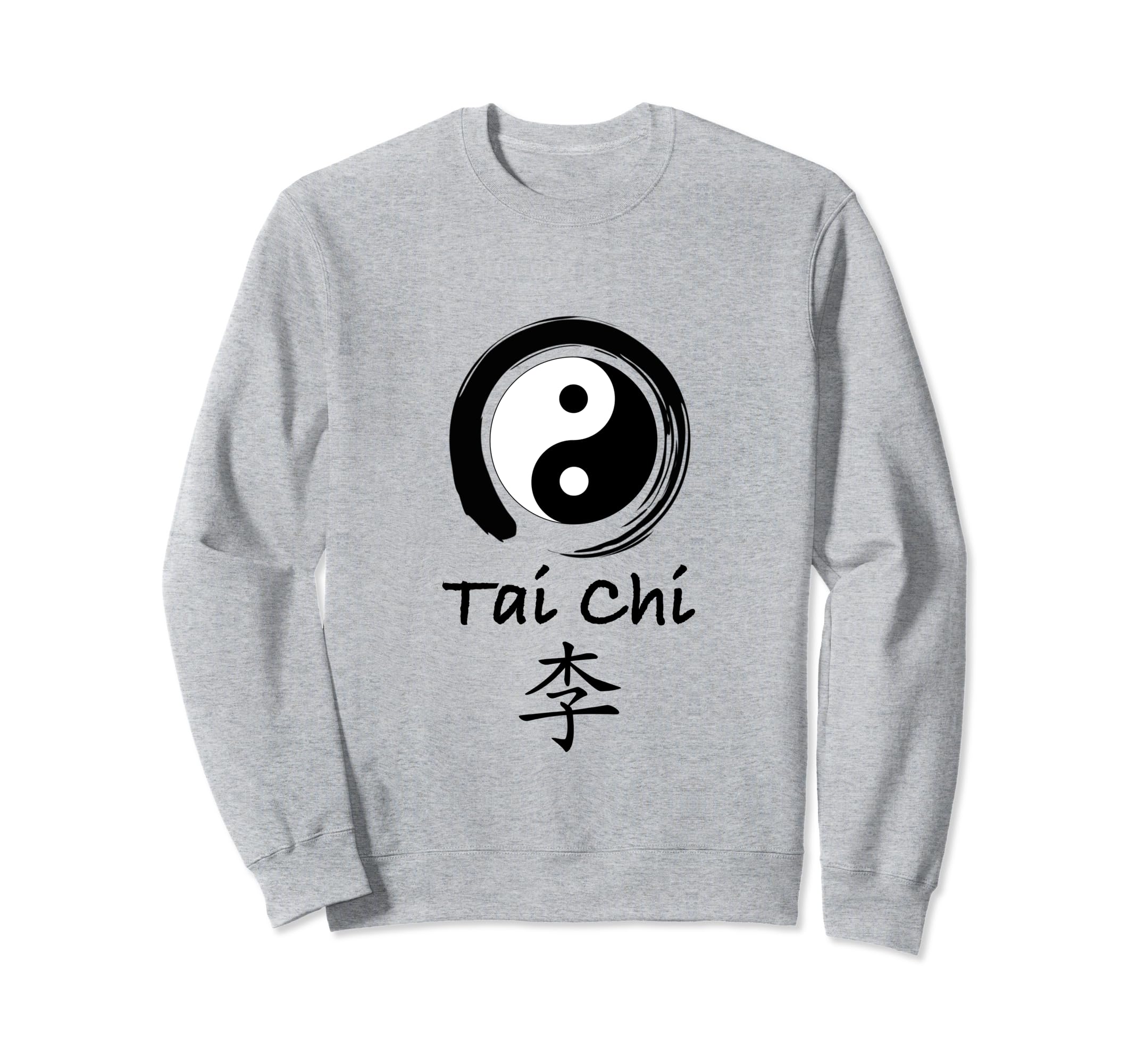 Tai Chi Beginner / Classic Tai Chi Calligraphy Kanji Design Sweatshirt, Grey