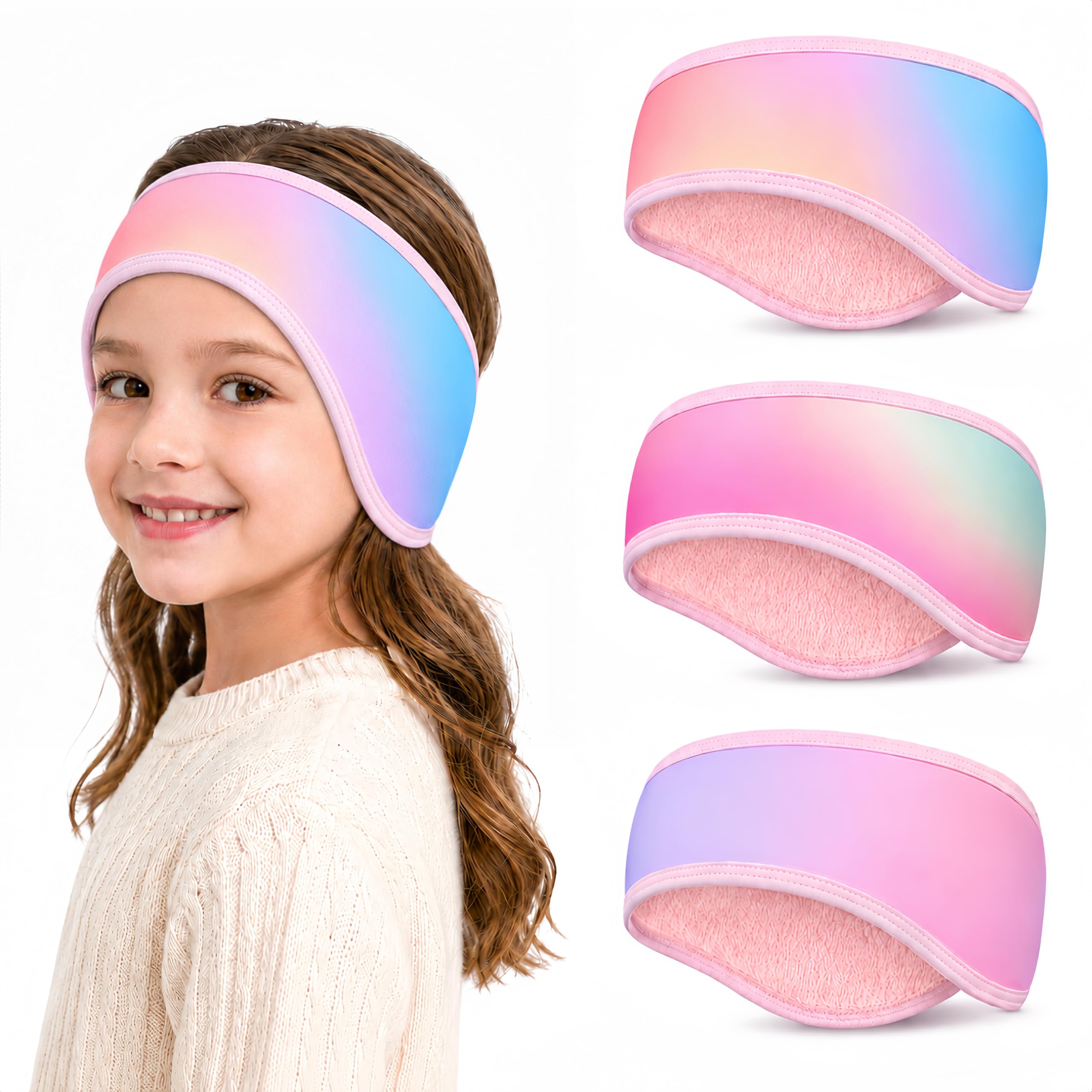 Newcotte 3 Pack Kids Winter Ear Headband for Girls Boys