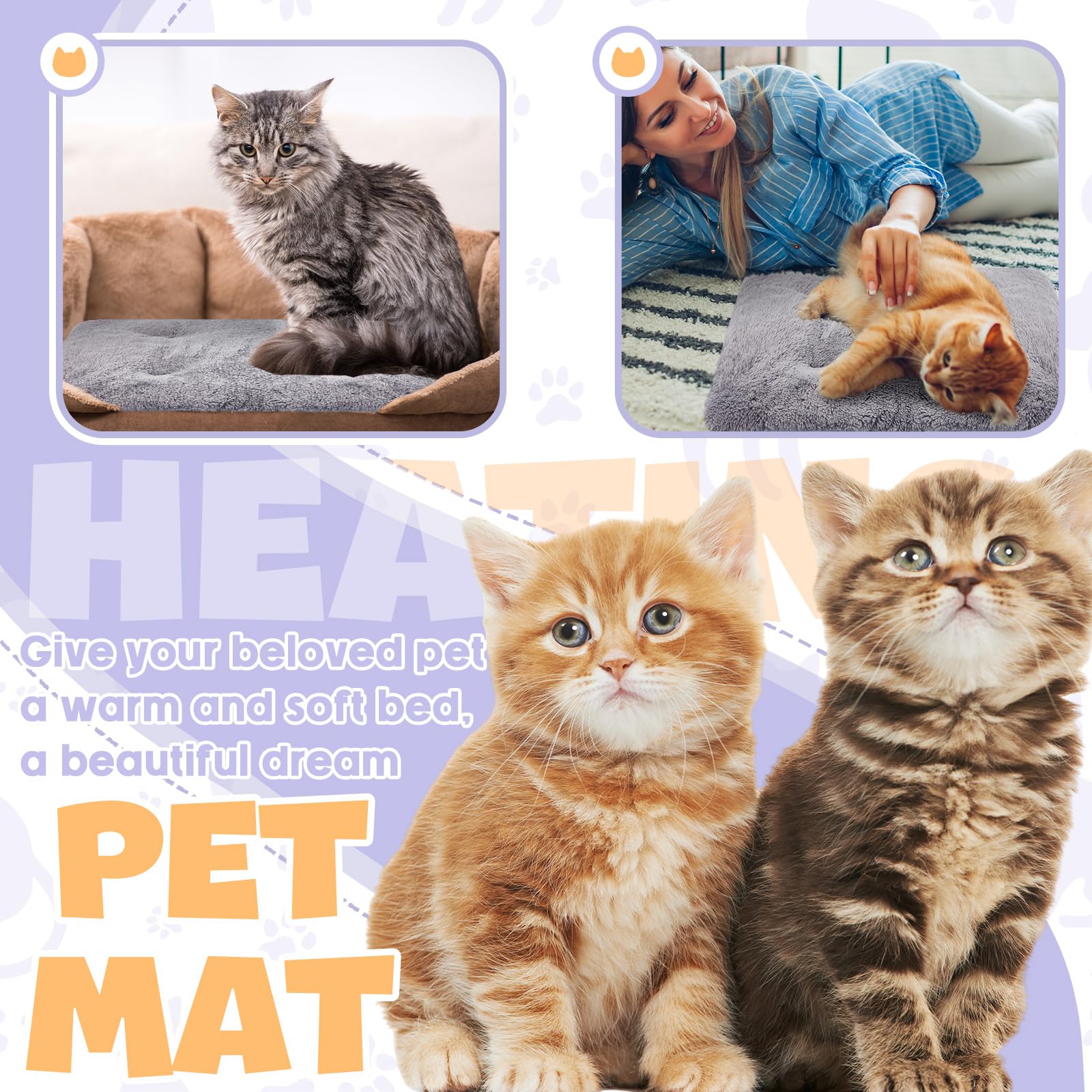 Selbstwärmende Katzenbett-Matte, selbstheizend, extra thermisch, für Katzen und Hunde, 35,6 x 49,5 cm, reflektierend, waschbar, Haustier-Heizkissen für Käfig, drinnen und draußen, 4 Stück