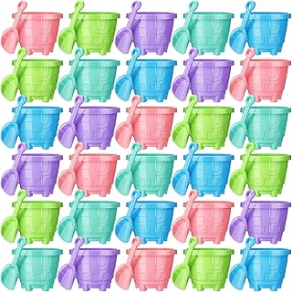 Sosation 60 Pcs Sand Buckets Bulk for Kids Beach Buckets for Kids Sand Buckets and Shovels 5.5 Inch Plastic Beach Pails Sand Toys for Girls Boys Gift Party Favor, 5 Assorted Colors (Bright Color)