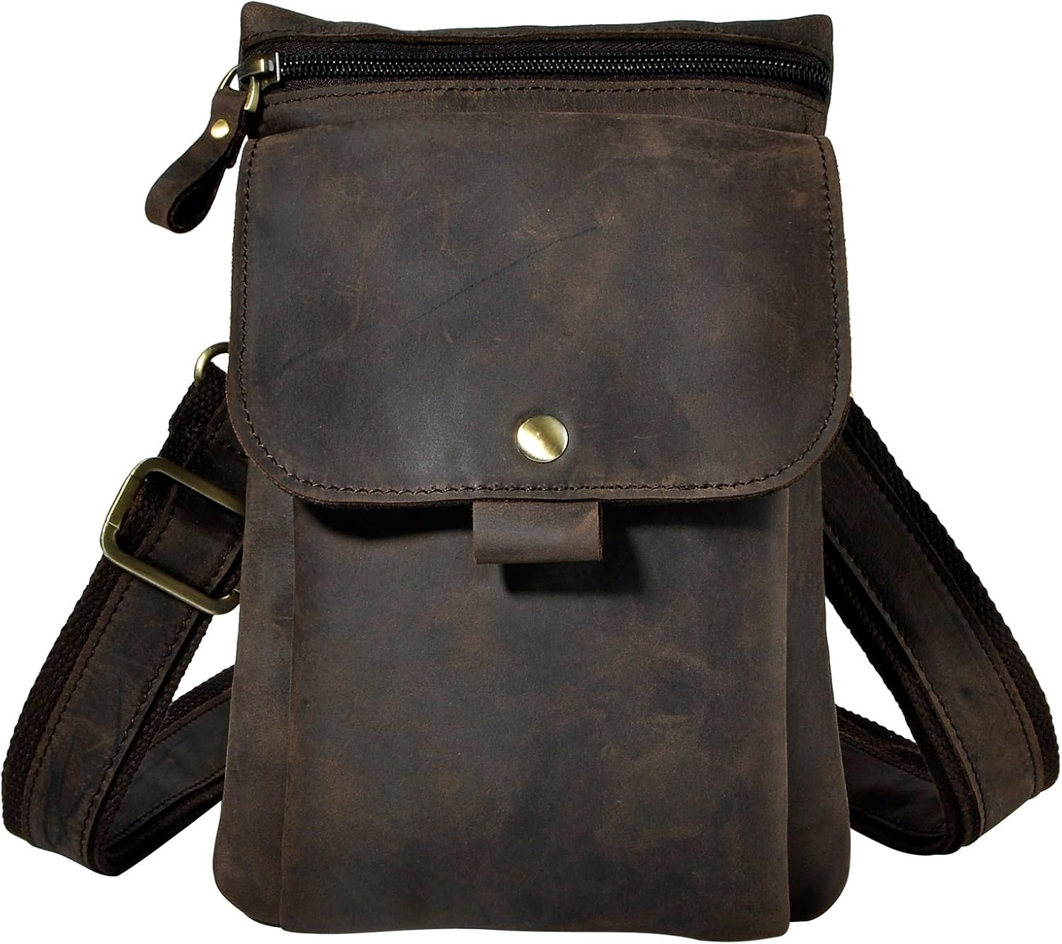 Le'aokuu Men Leather Fashion Waist Belt Bag Fanny Pack Casual Small Messenger Crossbody Travel Bag…