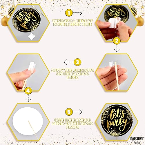 Miniatura 4 de KatchOn, Accesorios para cabina de fotos de Nochevieja 2024 – Paquete de 35 | Accesorios de cabina de fotos de Año Nuevo dorado y negro para
