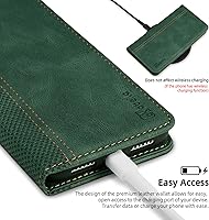Vista 5 de Funda para Nokia C02/TA1522 Premium PU Cuero Flip Wallet Case con cierre magnético Kickstand ranuras para tarjetas Folio teléfono móvil Funda Verde
