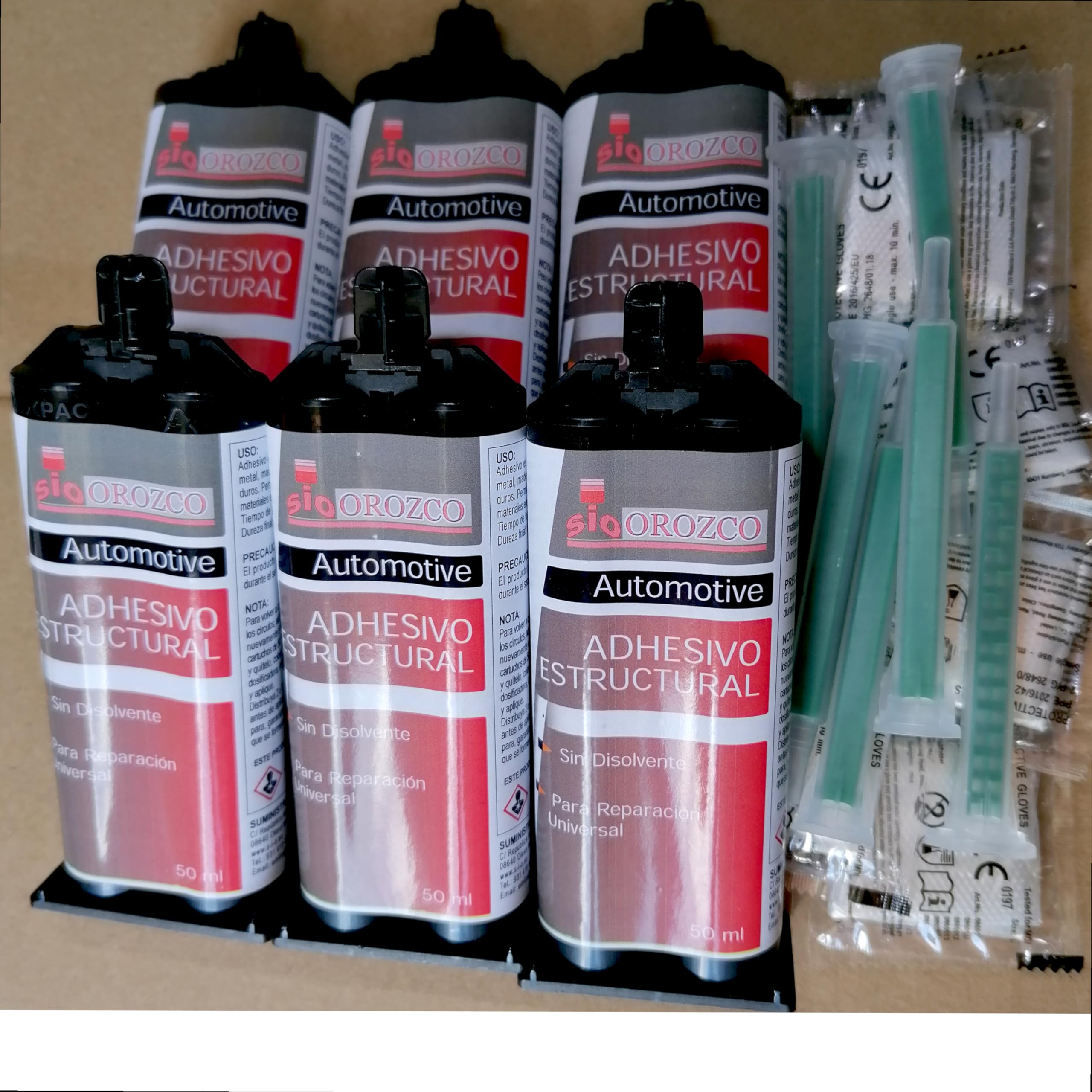 SIO 6x Adhesivo Epoxi Bicomponente 50 ml – Pegamento Estructural 2 Componentes Alta Resistencia – Unión Metal, Plástico, Madera, Cerámica – Secado Rápido – Uso Profesional Automoción y Bricolaje