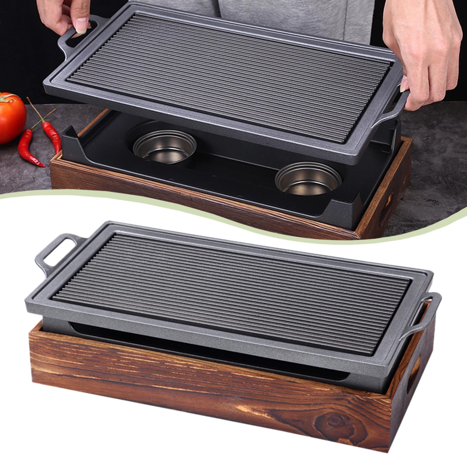 Barbecue Plate Padella Grill Barbecue Coreana Multifunzione in Lega di Alluminio con Riscaldamento Uniforme E Struttura Rinforzata Adatta per Picnic C, S