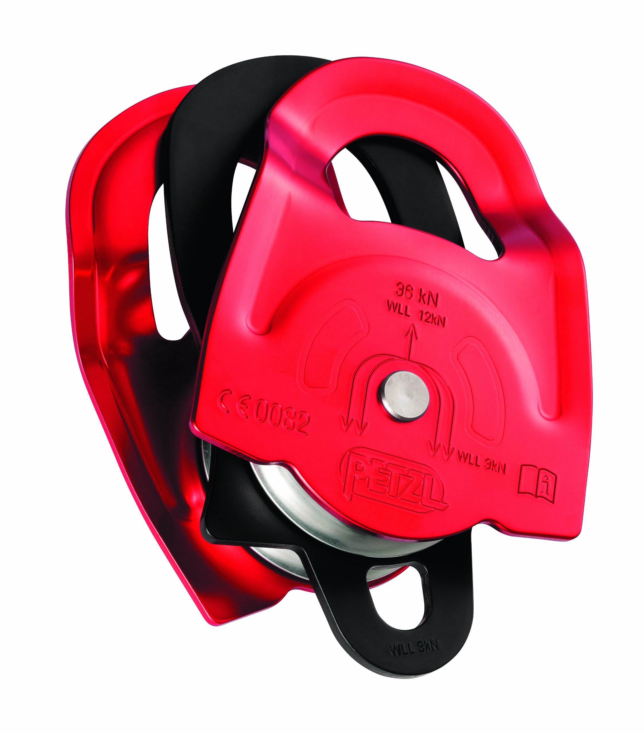 PETZL P65A - Polea para Cables metálicos (Doble), Color Rojo