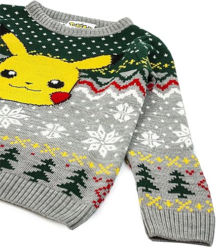 Miniatura 3 de Pokemon Jersey navideño Pikachu de punto festivo para niños y niñas
