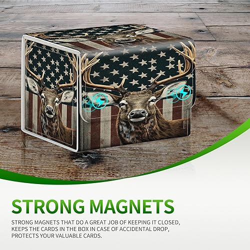 Miniatura 6 de Caja de cartas para tarjetas MTG, caja de almacenamiento de tarjetas para más de 100 tarjetas con funda, de piel sintética, de gran tamaño, con imán