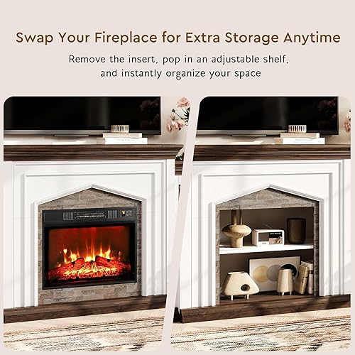 Miniatura 5 de LGHM Soporte de TV con chimenea de 80 pulgadas para televisores de hasta 90 pulgadas, chimenea eléctrica con chimenea, centro de entretenimiento de