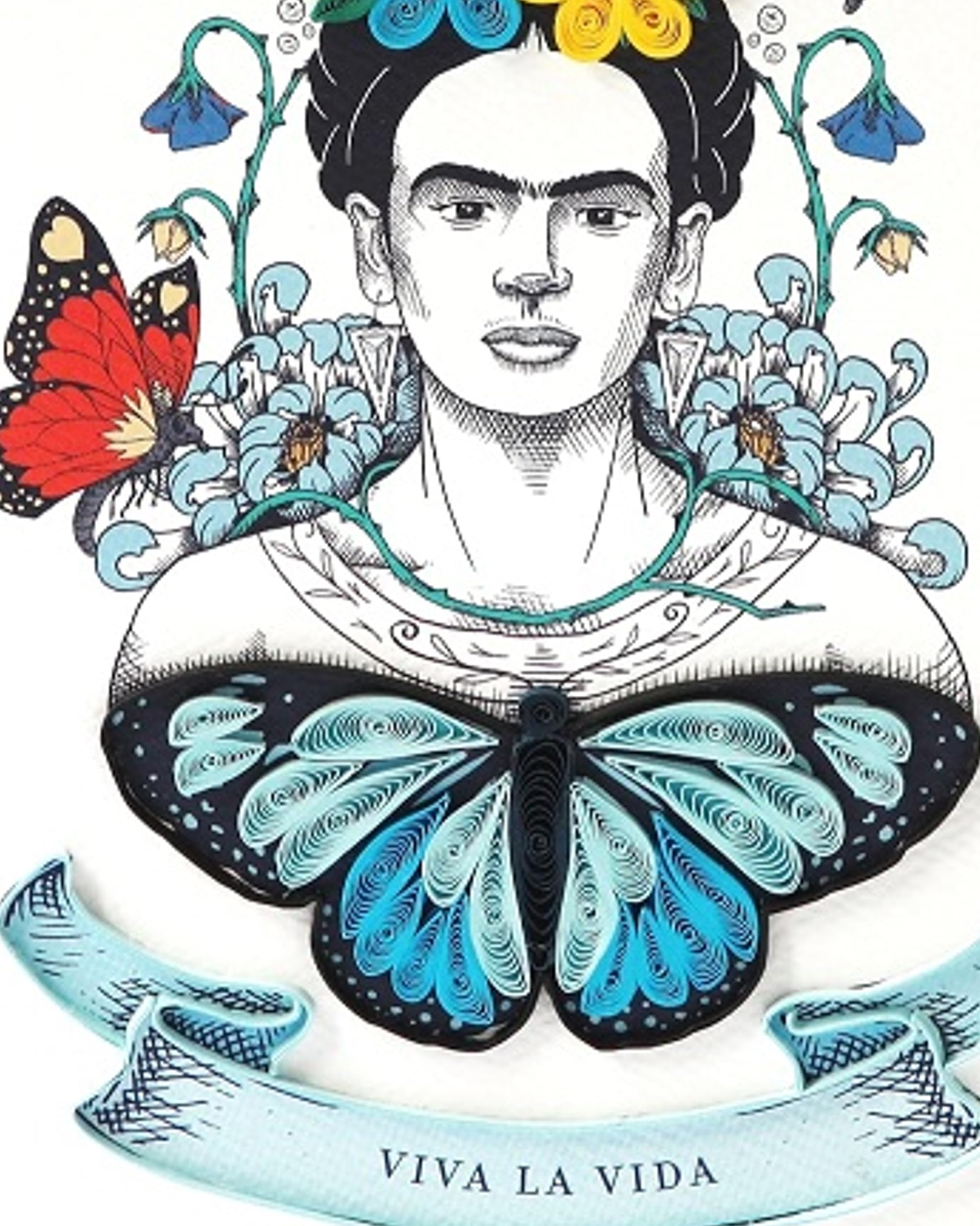 Frida Kahlo Butterflies Quilling Biglietto regalo Filigrana compleanno ricorrenze con busta