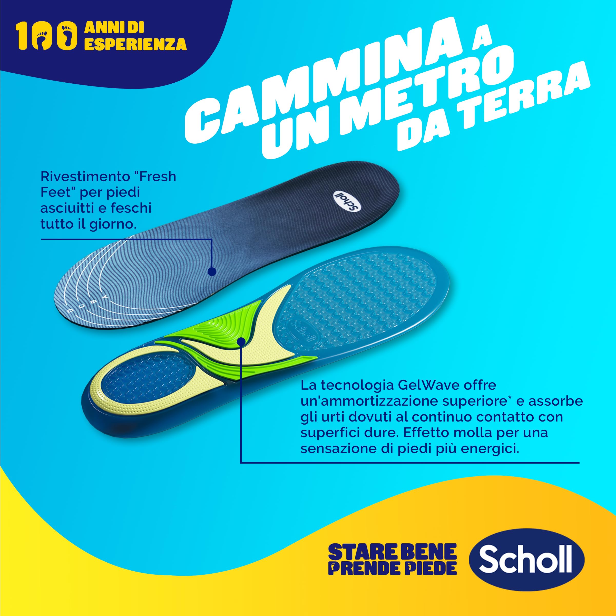 Scholl Solette GelActiv Scarpe Sportive, Solette con Tecnologia GelWave Ammortizzante, Comfort Tutto il Giorno per Persone Attive e in Movimento, Taglia 35.5-40.5