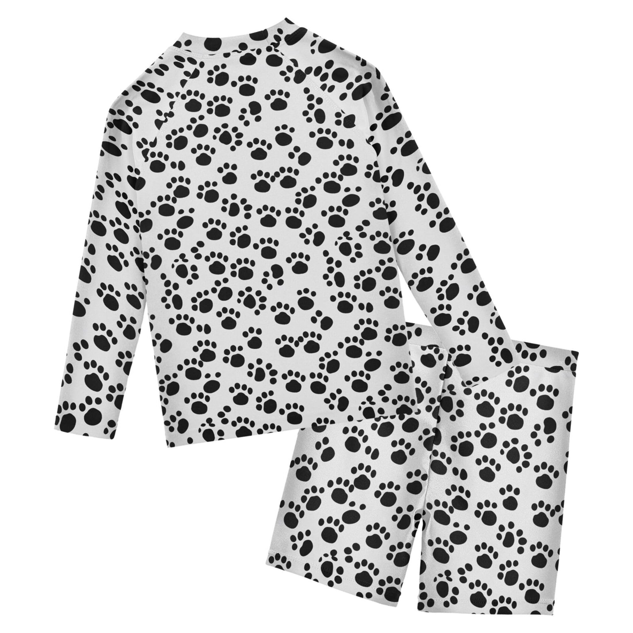 Cat Paw Print Toddlers and Baby Boys' Swimsuit Trunk and Rashguard Set B0402834