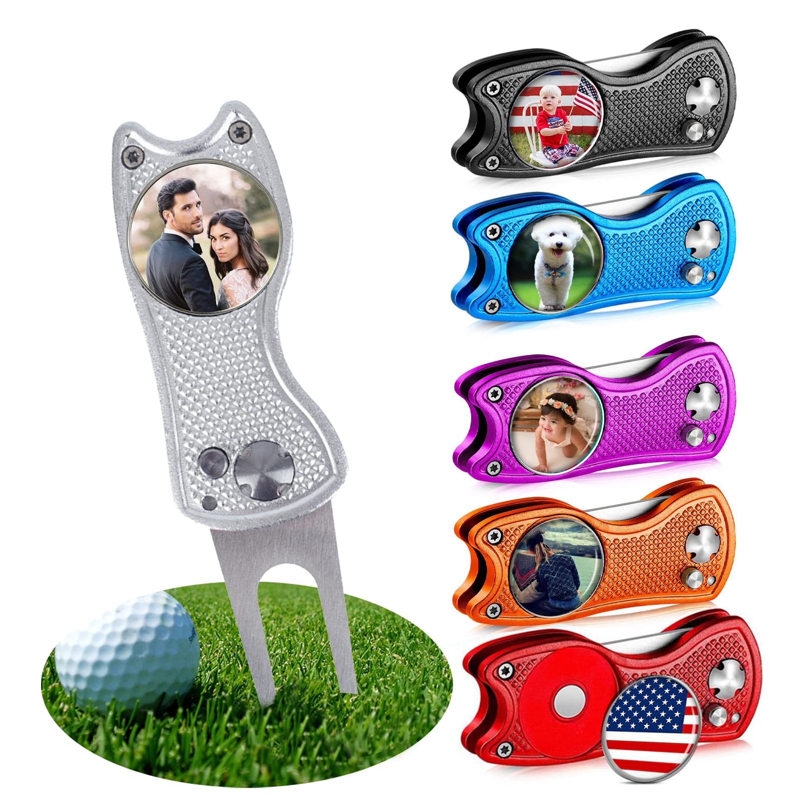 xrlsg Custom Golf Ball Marker and Hat Clip 1 Set, Magnetic Hat Clip with Your Personalized Photo Logo for Golfers, Boyfriend