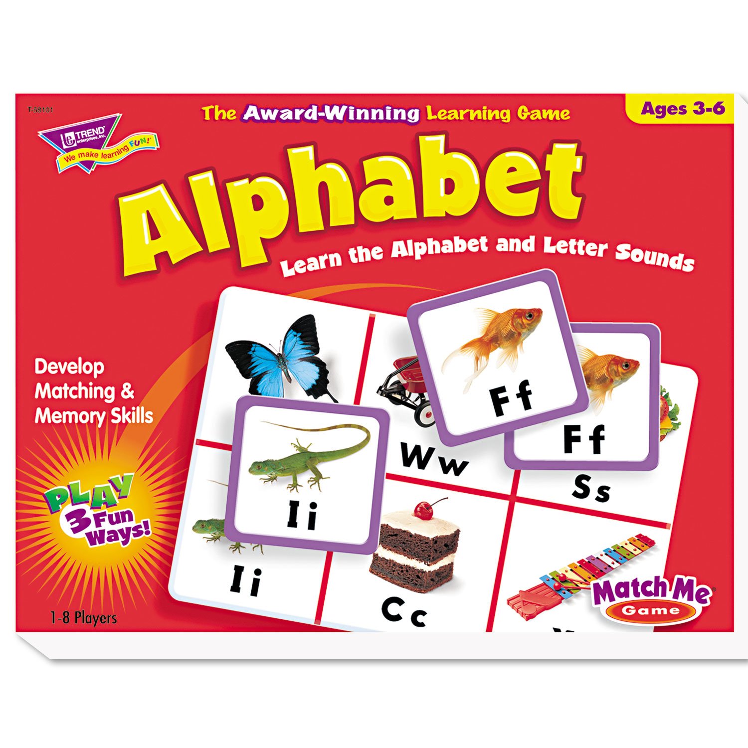 Trend Enterprises: Match Me Game-Alphabet, Learn The Alphabet and Letter Sounds with Photos, Develop Matching and Memory Skills, Play 3 Fun Ways, Ages 3 and Up