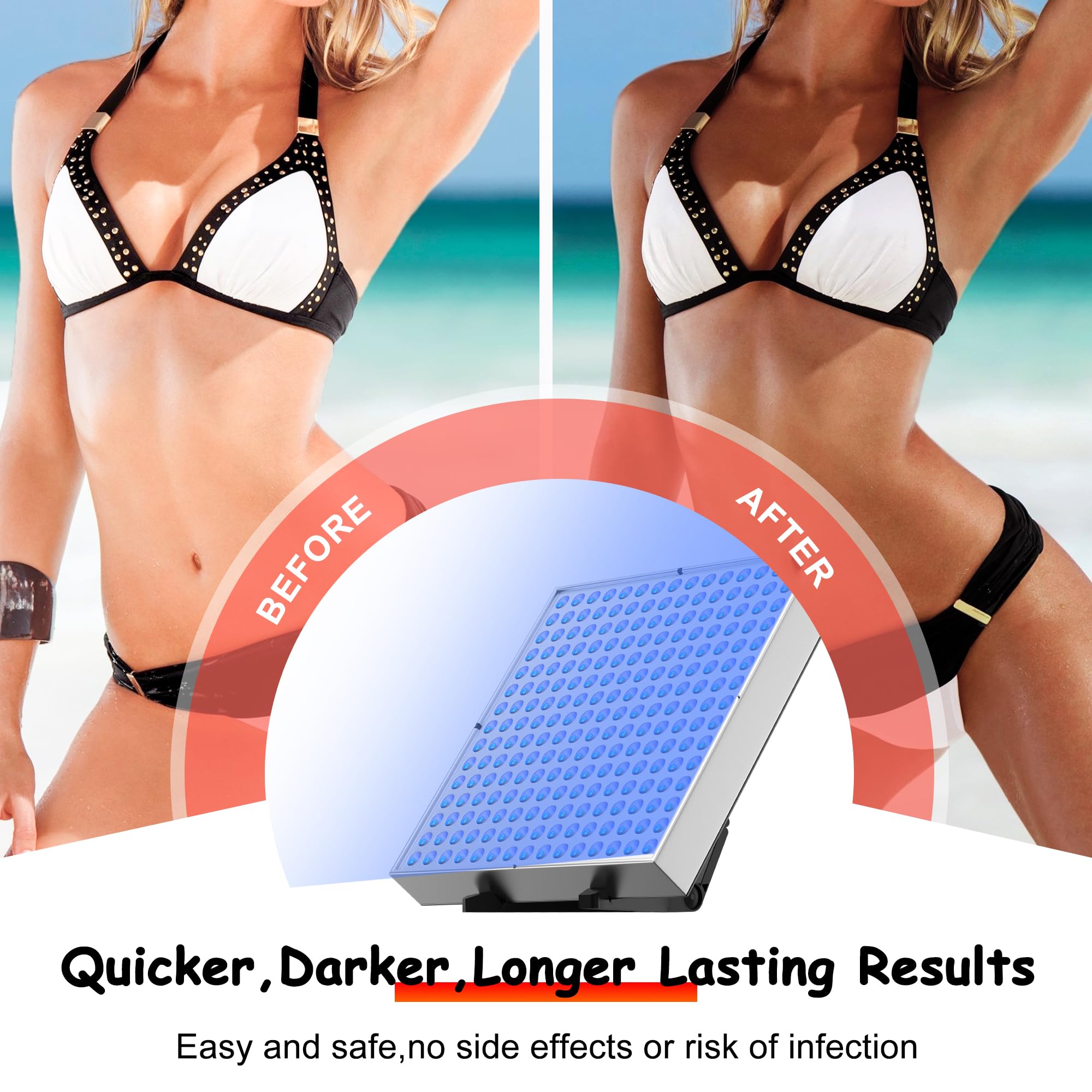 Lámpara de bronceado Solarium para el hogar, lámpara de bronceado portátil con 225 LED, soporte ajustable, bronceador facial plegable para el hogar, luz bronceadora de piel para cara y cuerpo