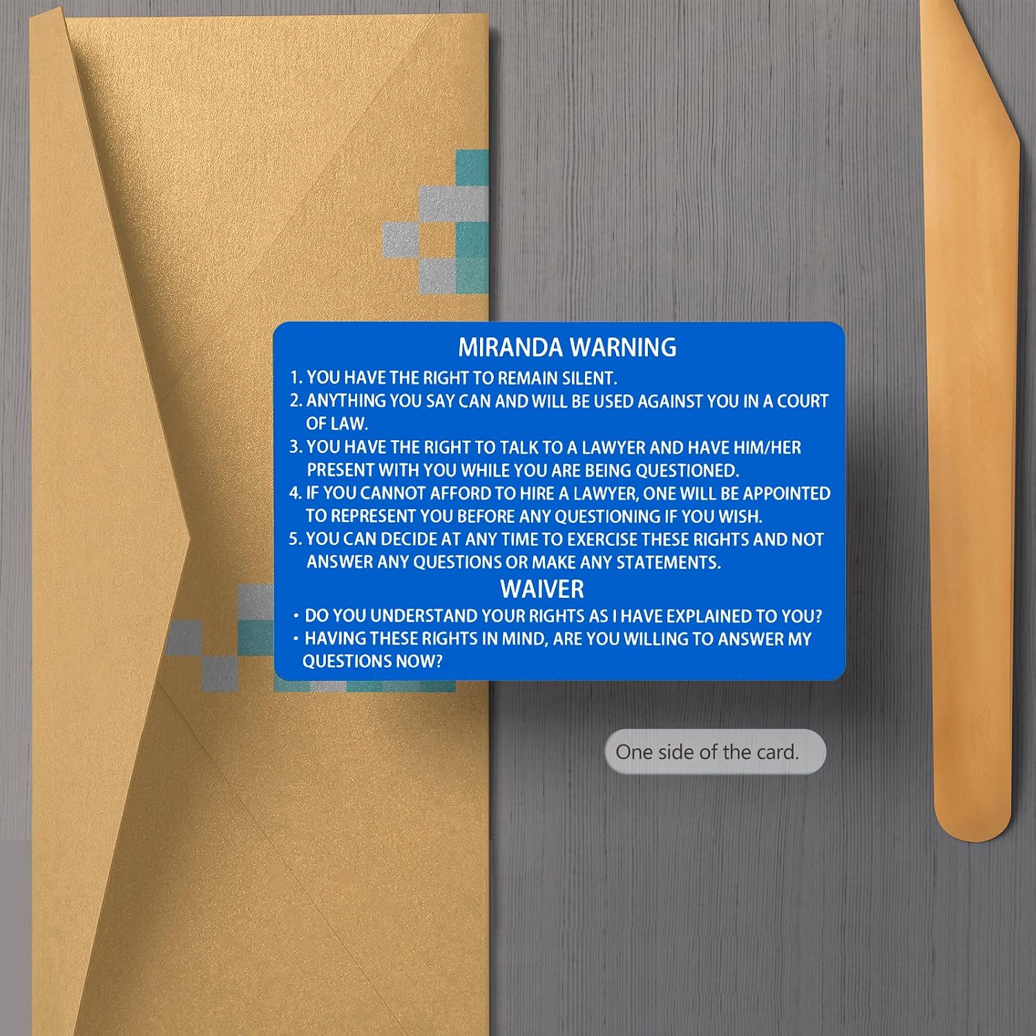 5 PCS Spanish and English Metal Miranda Warning Card Police, Aluminum Miranda Rights Card for Law Enforcement, Police (5PCS Blue)