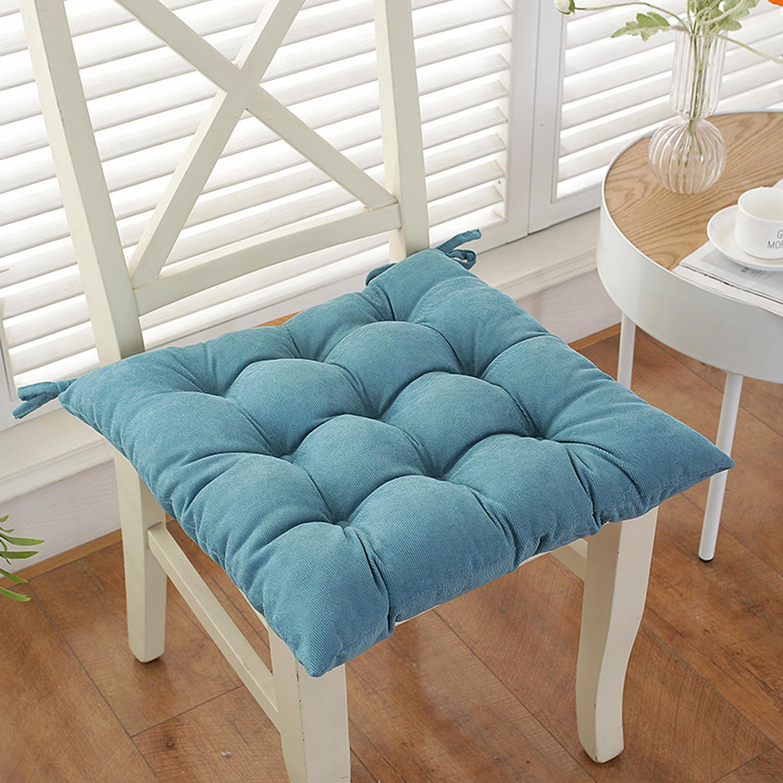 WJXBoos Set of 2 Chair Pads,Rectangle Seat Pads,Super Soft Stool cushions Square Seat Cushions with Ties for Small stools School Office (Blue2,50 * 50 * 5cm)