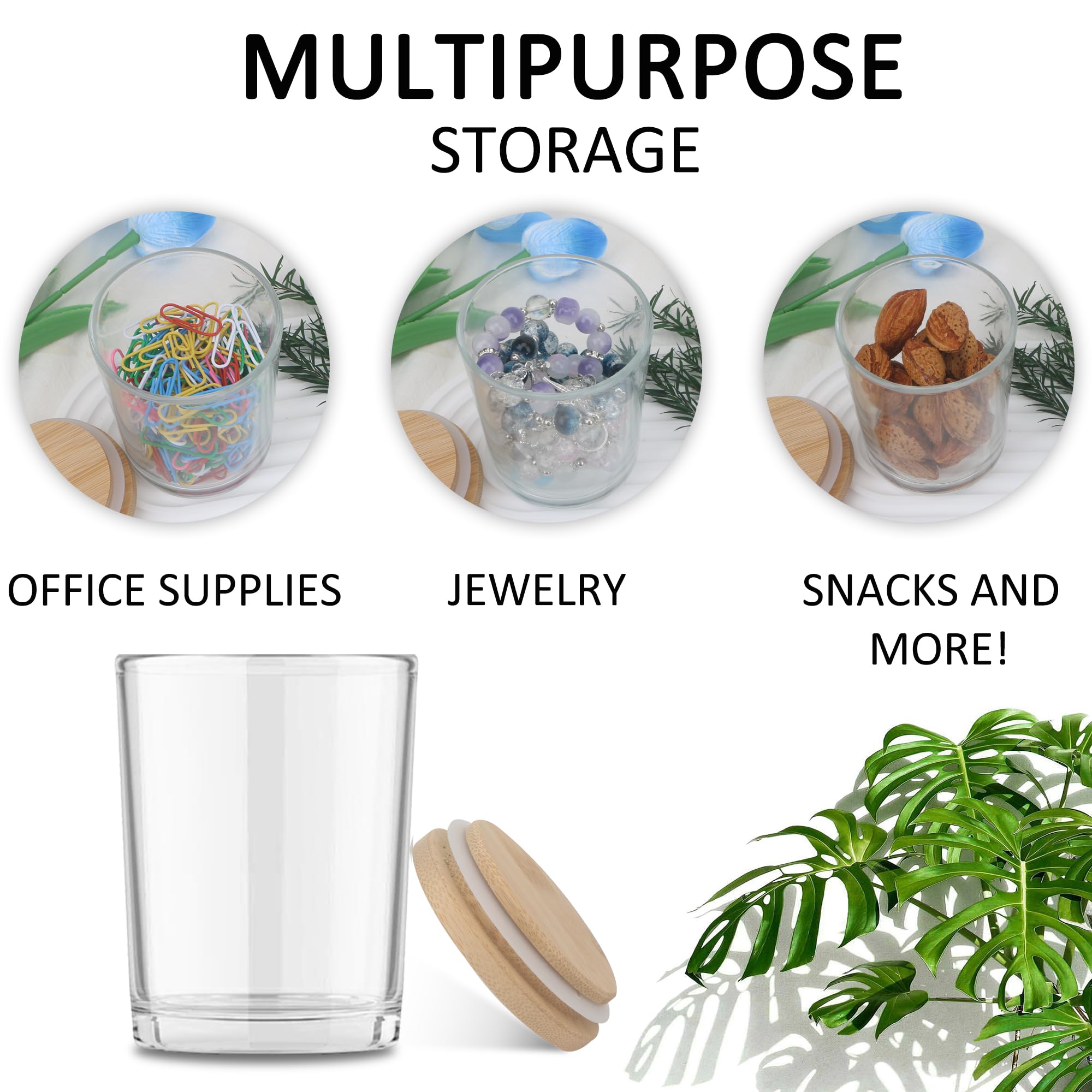 MILIVIXAY Lot de 12 pots à bougies vides en verre transparent de 200 ml avec couvercles pour la fabrication de bougies, d'épices, récipients à poudre