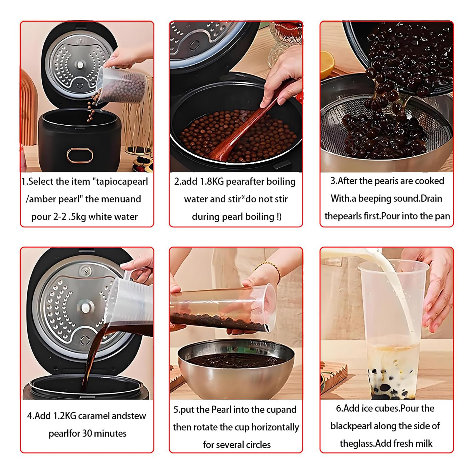 Máquina de 5l-16l Olla de Perlas Totalmente Automática con Panel Táctil Inteligente y Ajuste de Temperatura y Temporizador Sonda de Temperatura Máquina Comercial de Té de Leche Bubble 16L