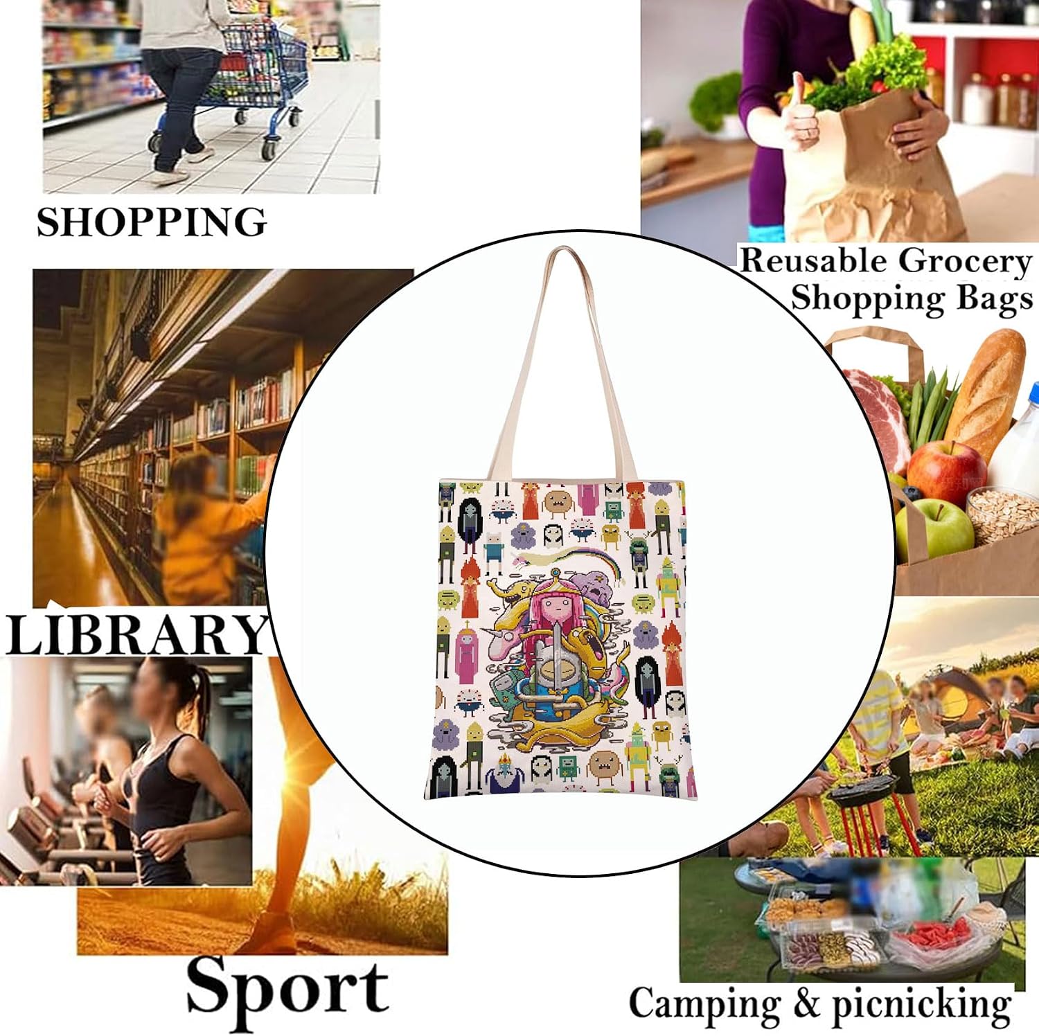 PXTIDY Princess Fan Gift Adventure Cartoon Characters Tote Bag Cartoon Anime Lover Gift House Balloon Travel Shoulder Bag image 5