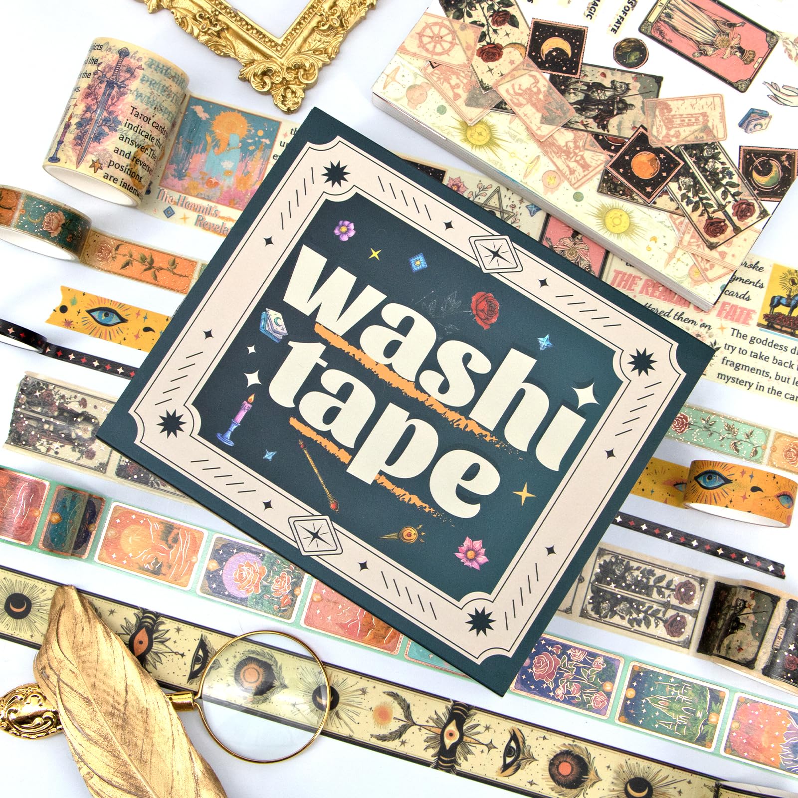 LGEGE 12 rollen Washi Tape Set, 3m x 15mm, Sterrennacht Gouden Folie