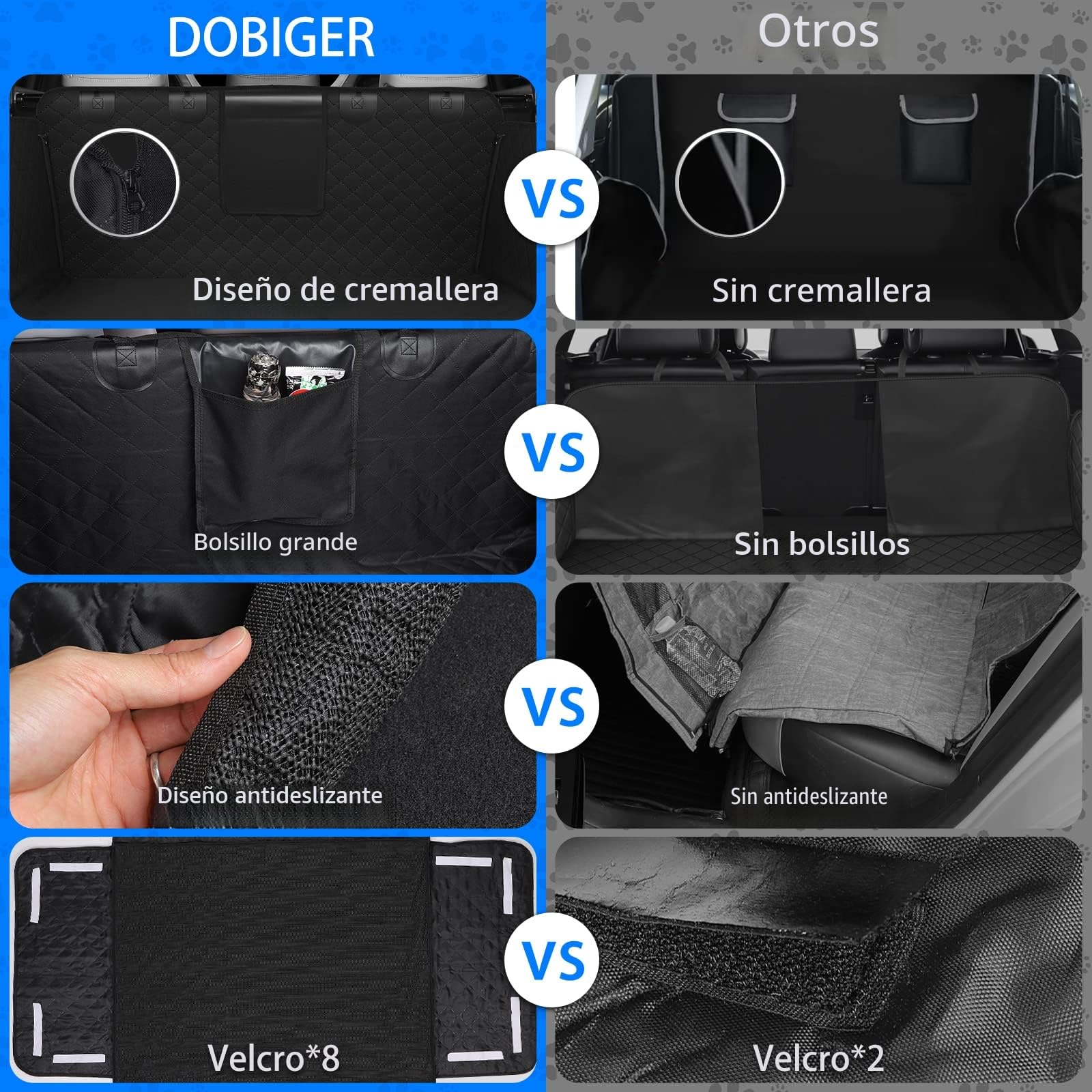 Protector de Maletero para Perros Universal, Impermeable y Antideslizante, Funda Coche para Mascotas de 185x105 cm, Adecuado para Coches Pequeños, SUV y Camionetas