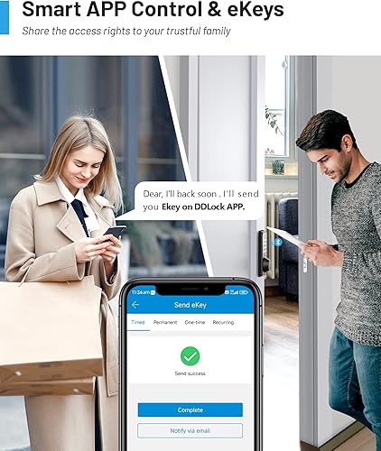 Miniatura 5 de Zowill DK07G - Cerradura inteligente WiFi, cerradura de puerta de huellas dactilares con aplicación y control de voz, cerradura de puerta