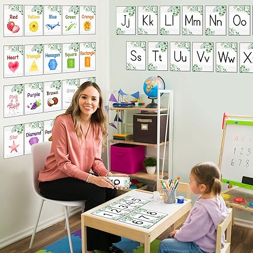 Miniatura 7 de Juego de 56 tablones de anuncios del alfabeto y números, tarjetas educativas para preescolares, tarjetas educativas para preescolares, formas de