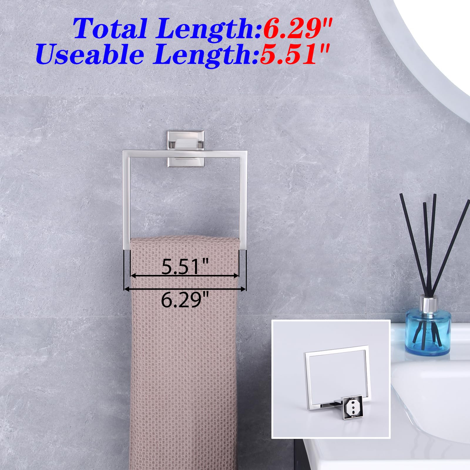 GERZWY Toallero de anillo y soporte de papel higiénico de acero inoxidable pulido, juego de 2 piezas de accesorios de baño montado en la pared