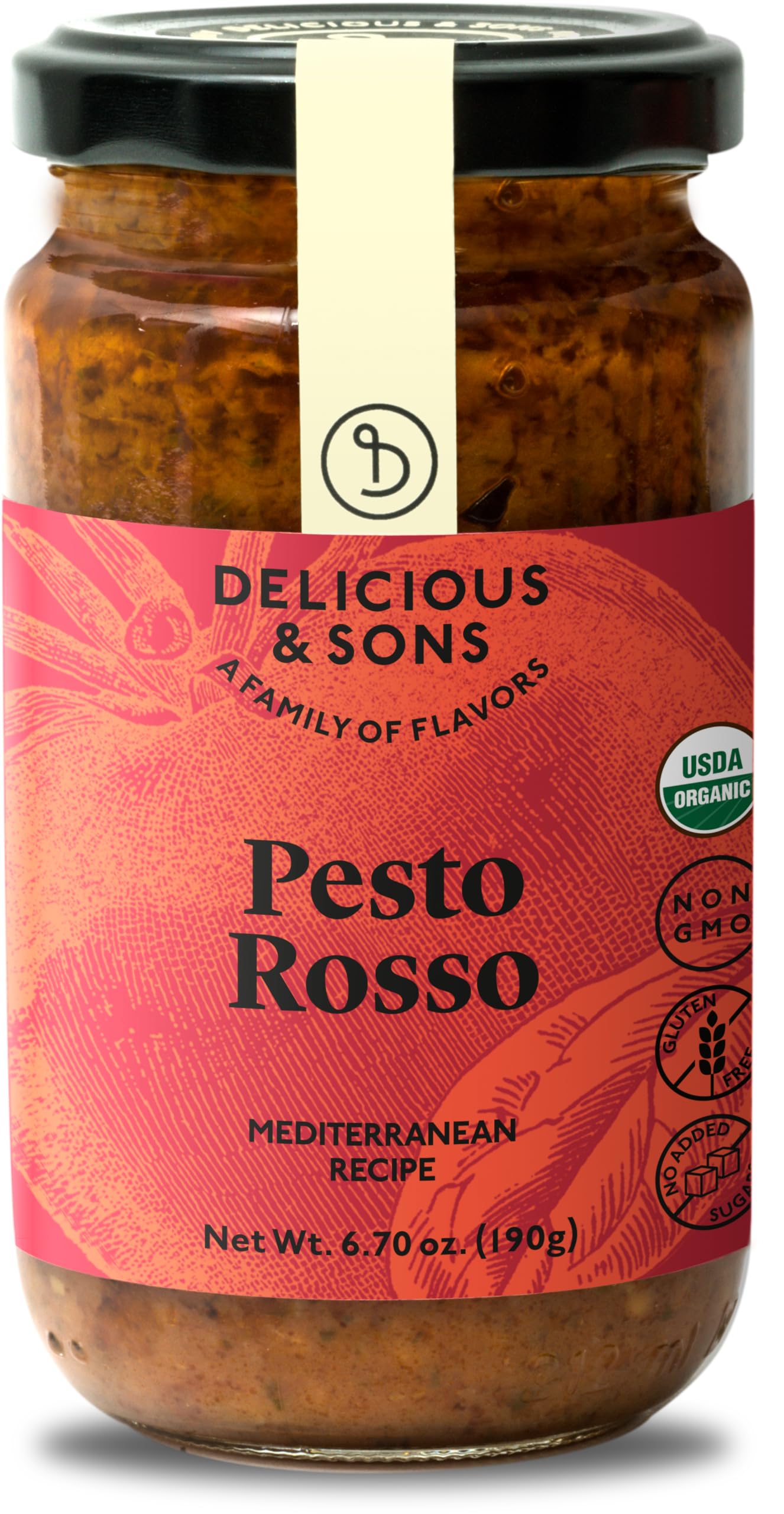 Delicious & Sons Salsa Pesto Rosso de Tomates Secos Ecológica 190g