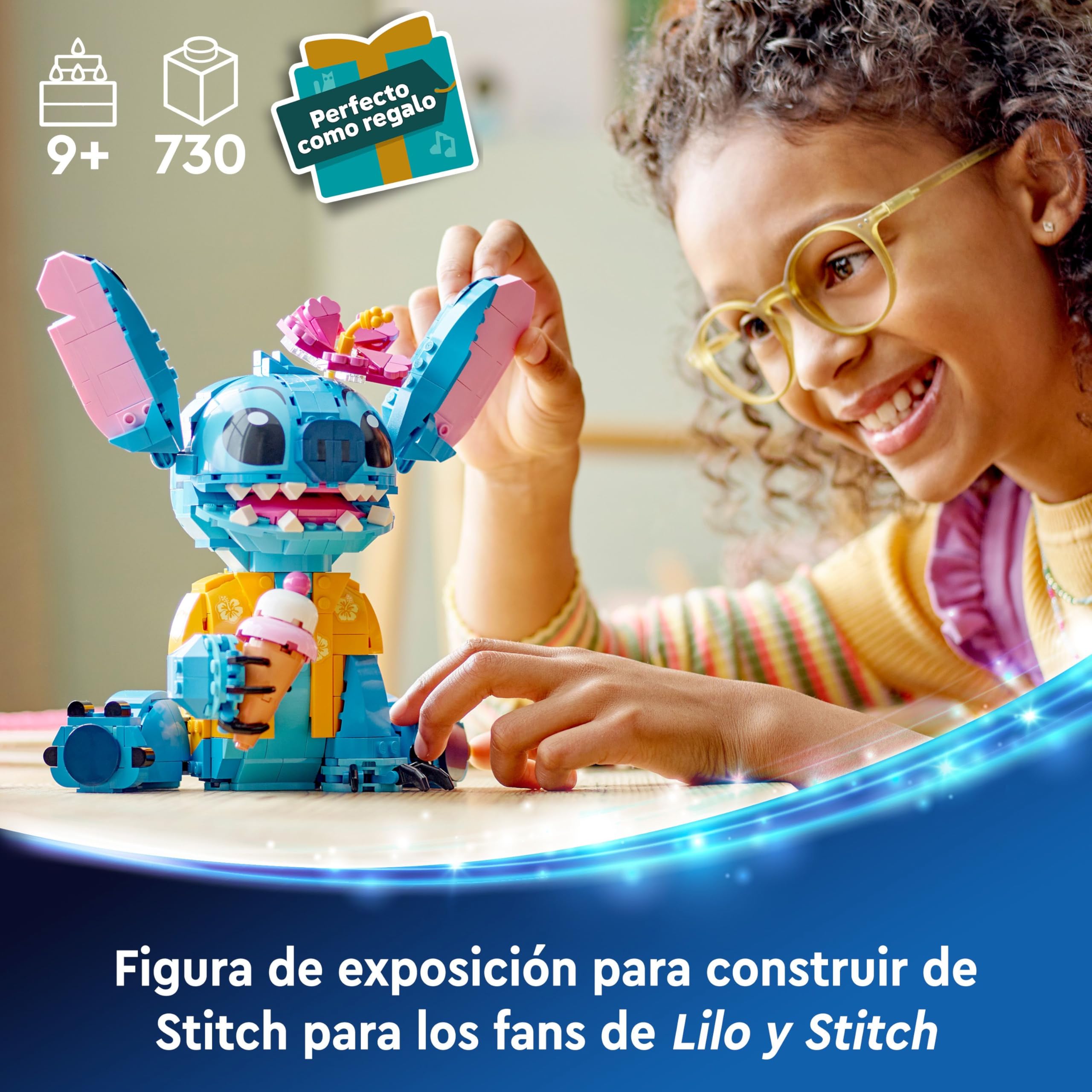 LEGO | Disney Stitch Juguete de Construcción - Figura Articulada para Jugar y Exponer con Cucurucho de Helado y Flor - Regalo para Niñas y Niños de 9+ Años Fans de la Película Lilo y Stitch 43249