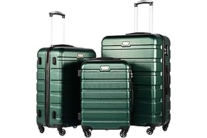 Luggage 3 Piece Green Suitcase Spinner Set