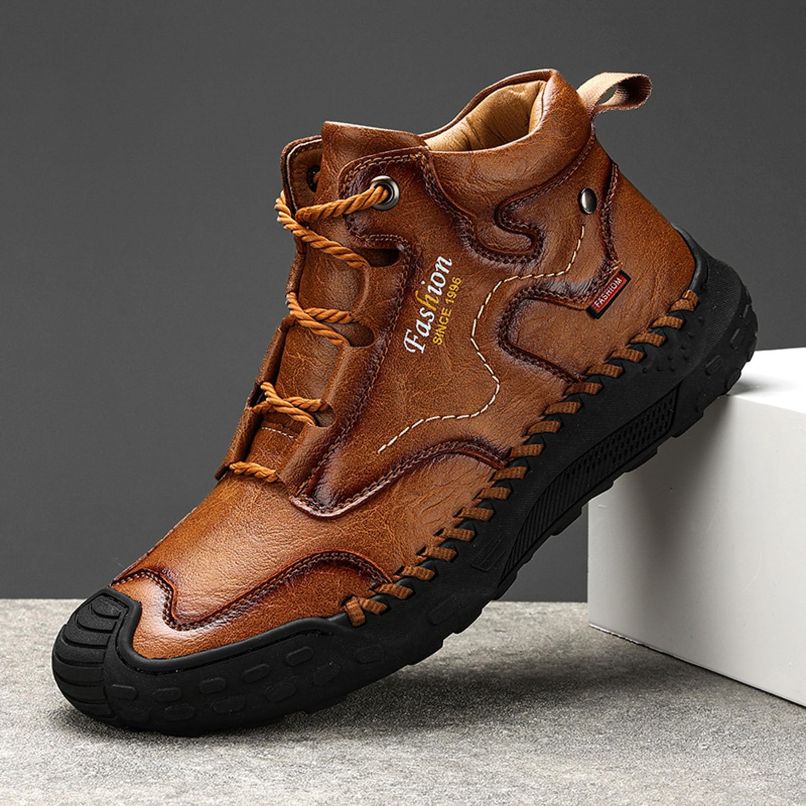 Baskets mi-hautes pour homme - Chaussures de randonnée en daim - Chaussures de sport antidérapantes - Chaussures de trekking respirantes - Bottines unies - Chaussures de course sportives